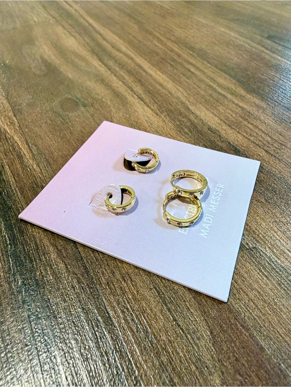 Electric Picks Hoop Stud Earrings - Gold 2 pairs